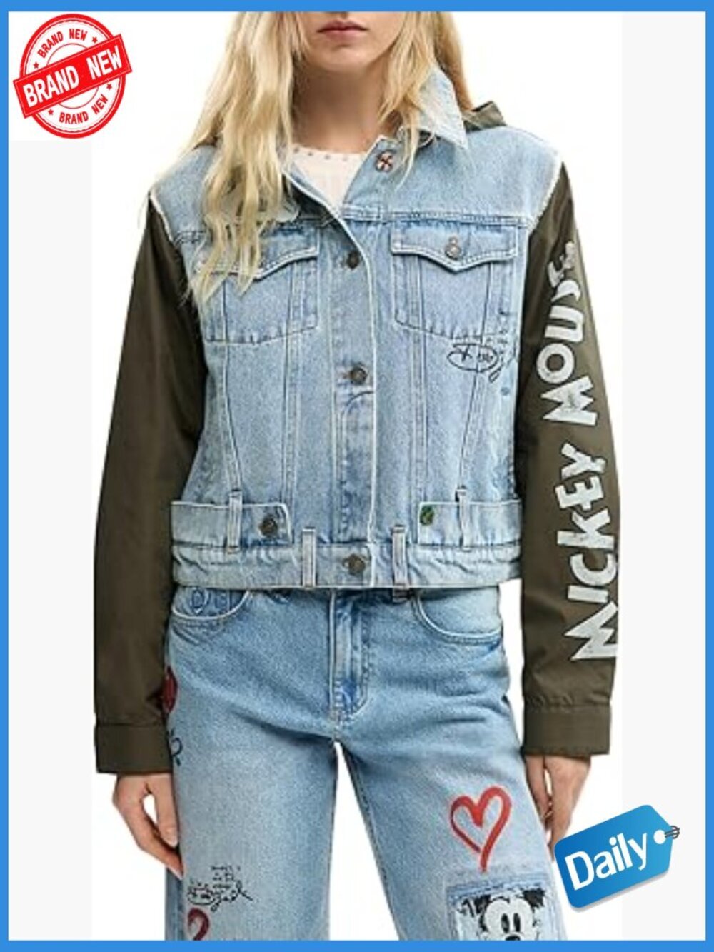 Casual Jacket with Zipper Closure Long Sleeve Cotton Blend Cartoon Pattern